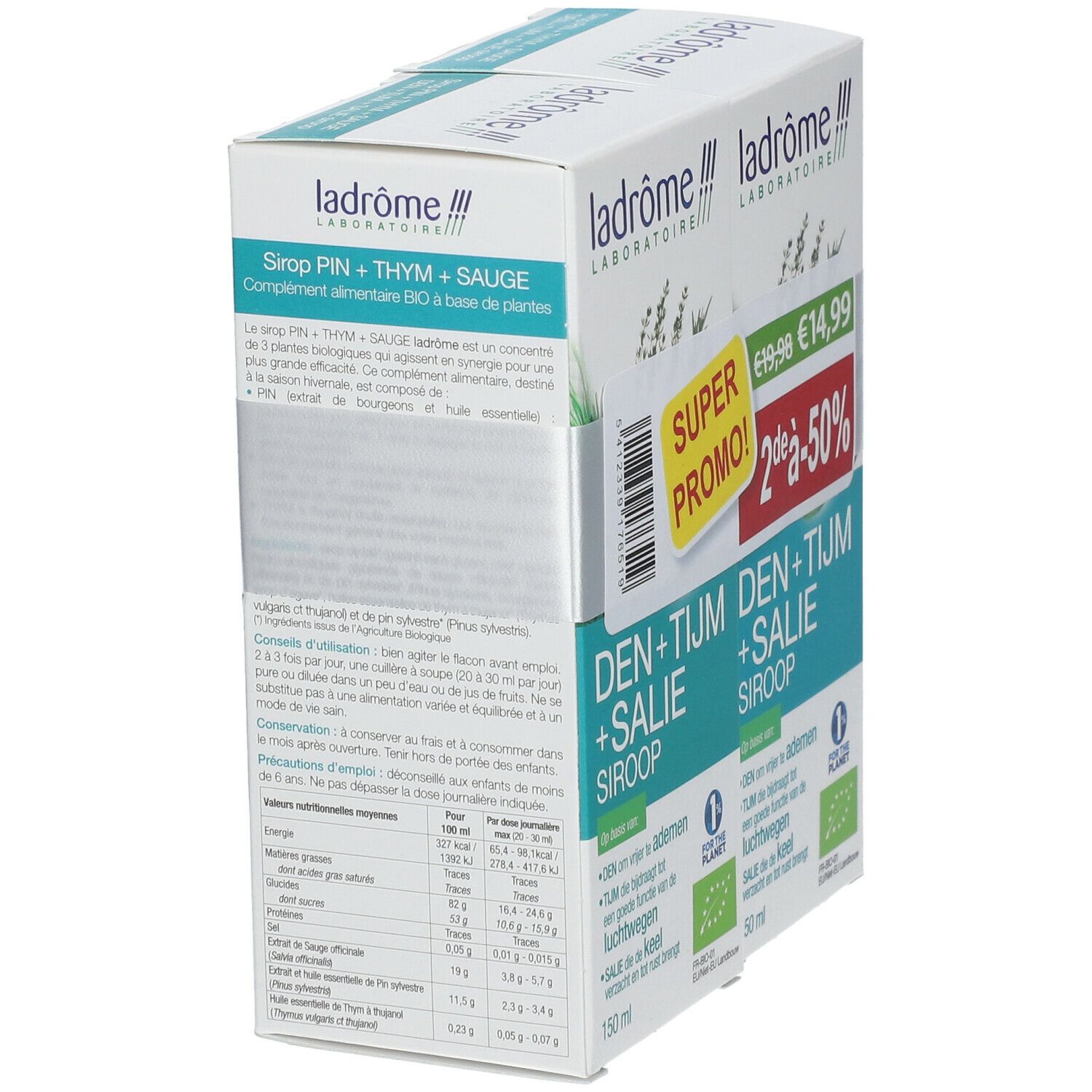 Ladrôme Siroop Den+Tijm+Salie Bio DUO