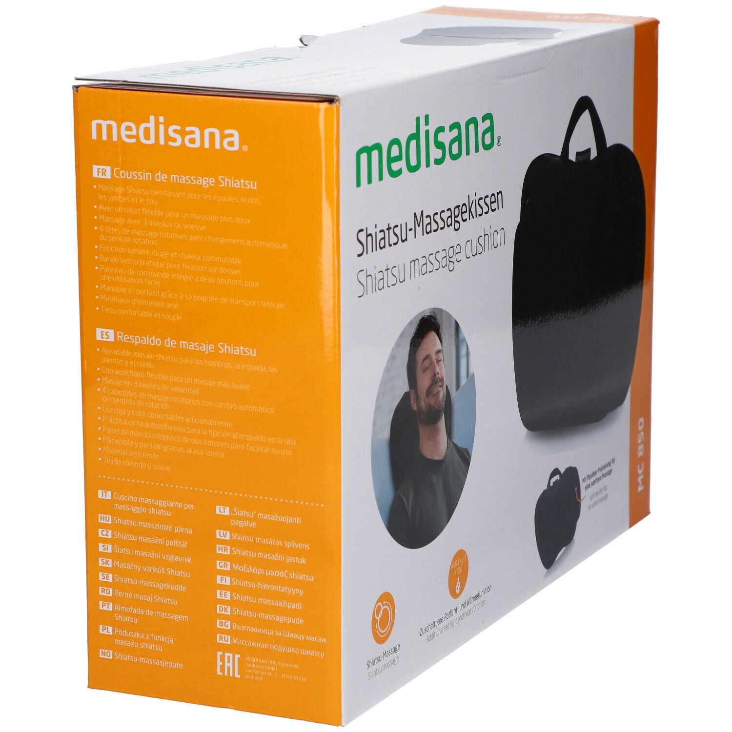 Medisana Shiatsu Coussin de Massage avec Lumière Rouge et Chaleur MC850