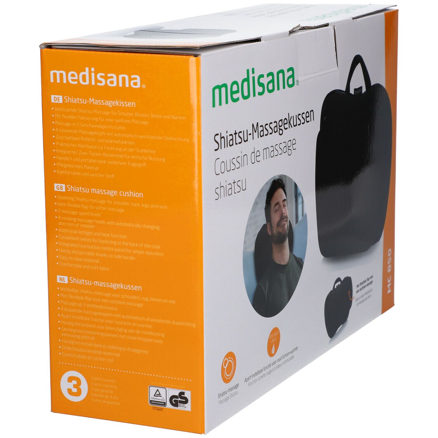 Medisana Shiatsu Coussin de Massage avec Lumière Rouge et Chaleur MC850