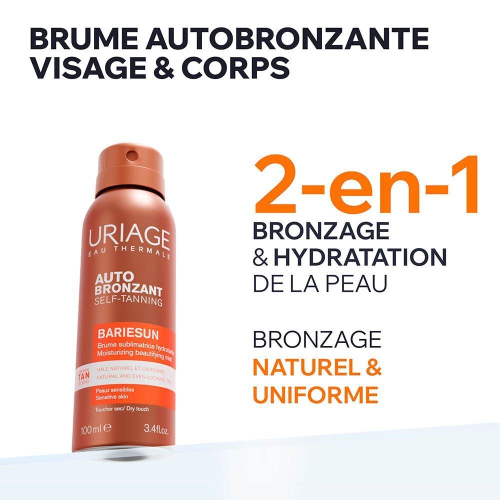 Brume autobronzante Uriage Bariésun : 2-en-1 bronzage & hydratation.