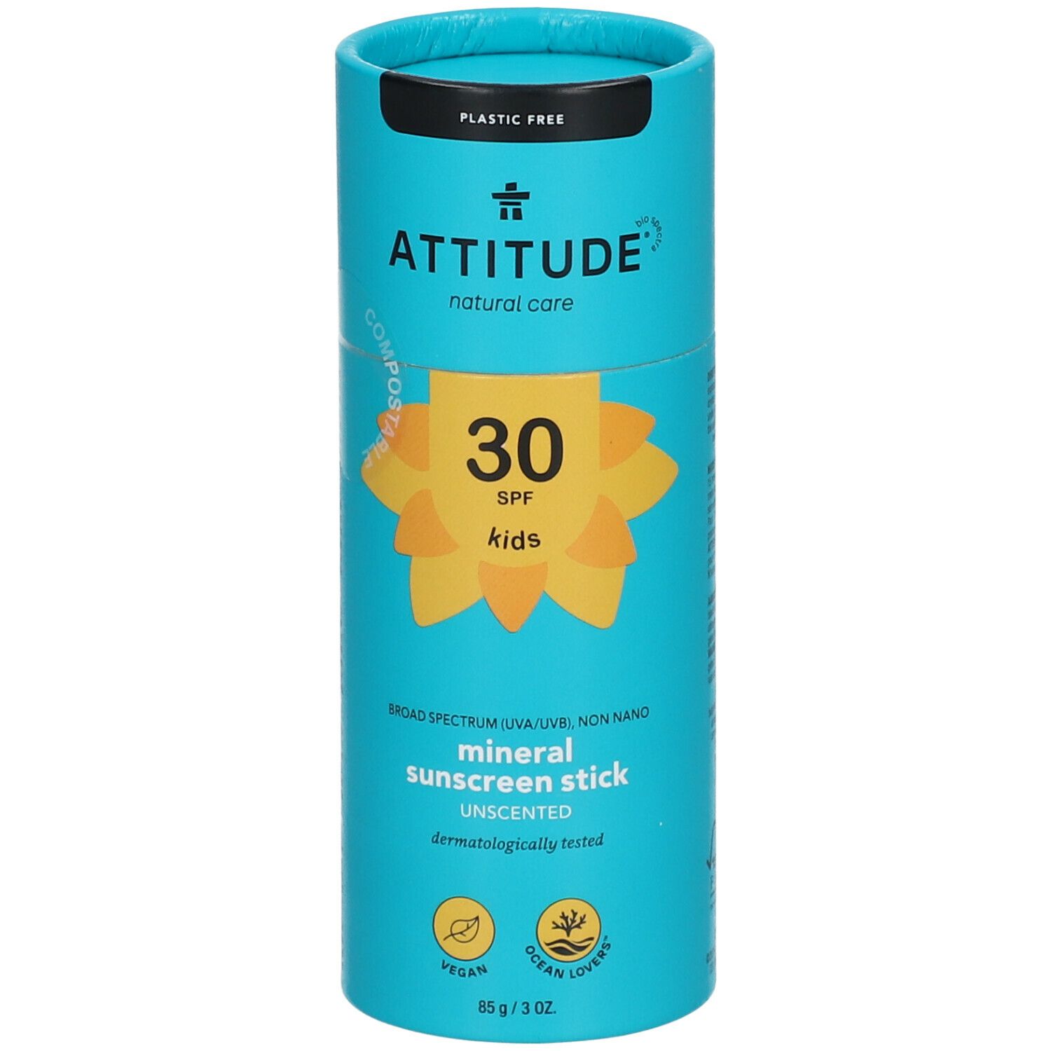 Attitude Crème Solaire Minérale Kids Stick SPF30 Sans Parfum