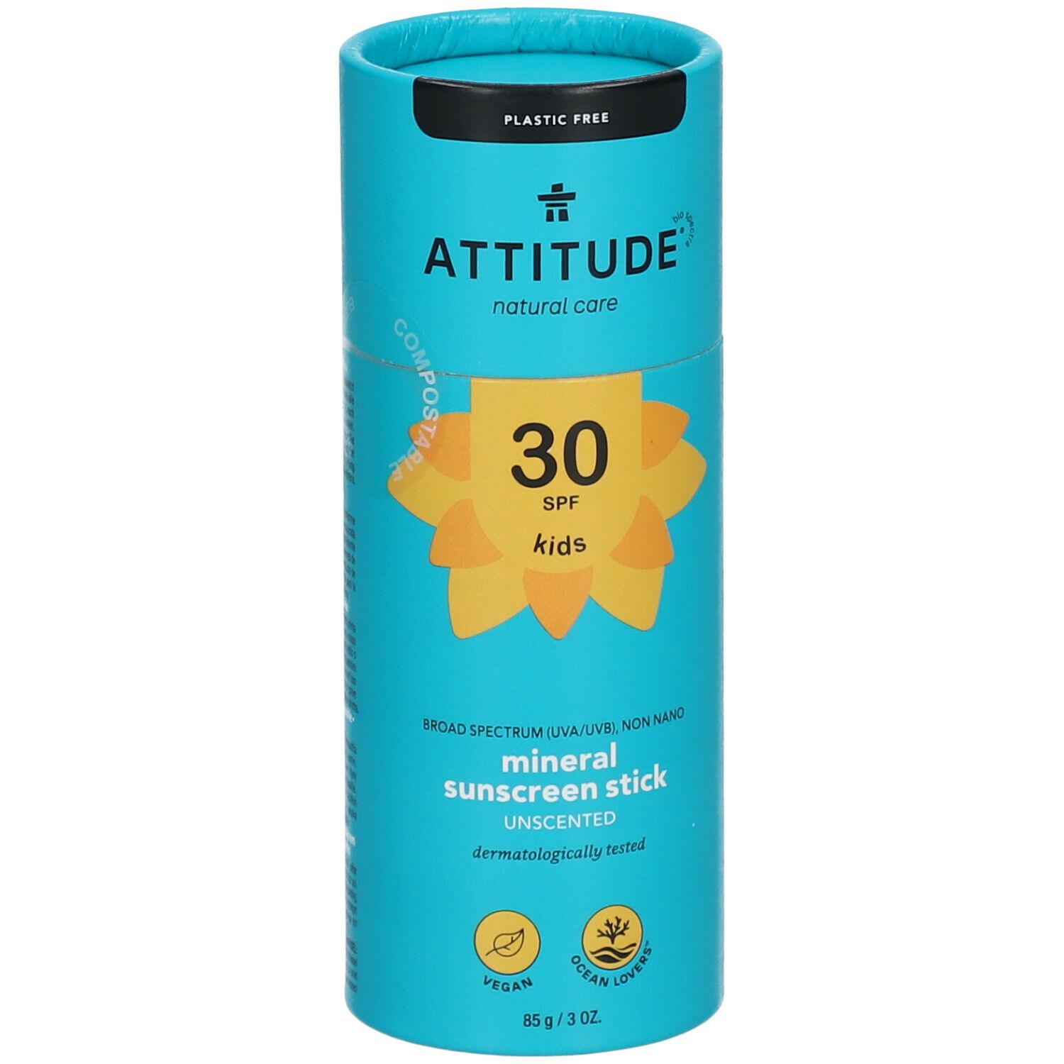 Attitude Crème Solaire Minérale Kids Stick SPF30 Sans Parfum