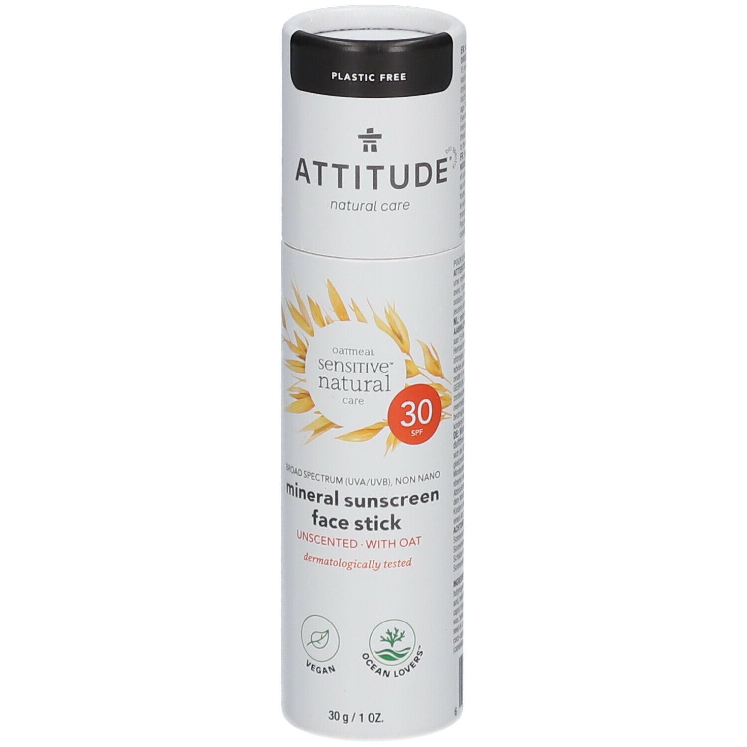Attitude Sensitive Natural Minerale Zonnecrème Gelaat Stick SPF30 Zonder Parfum