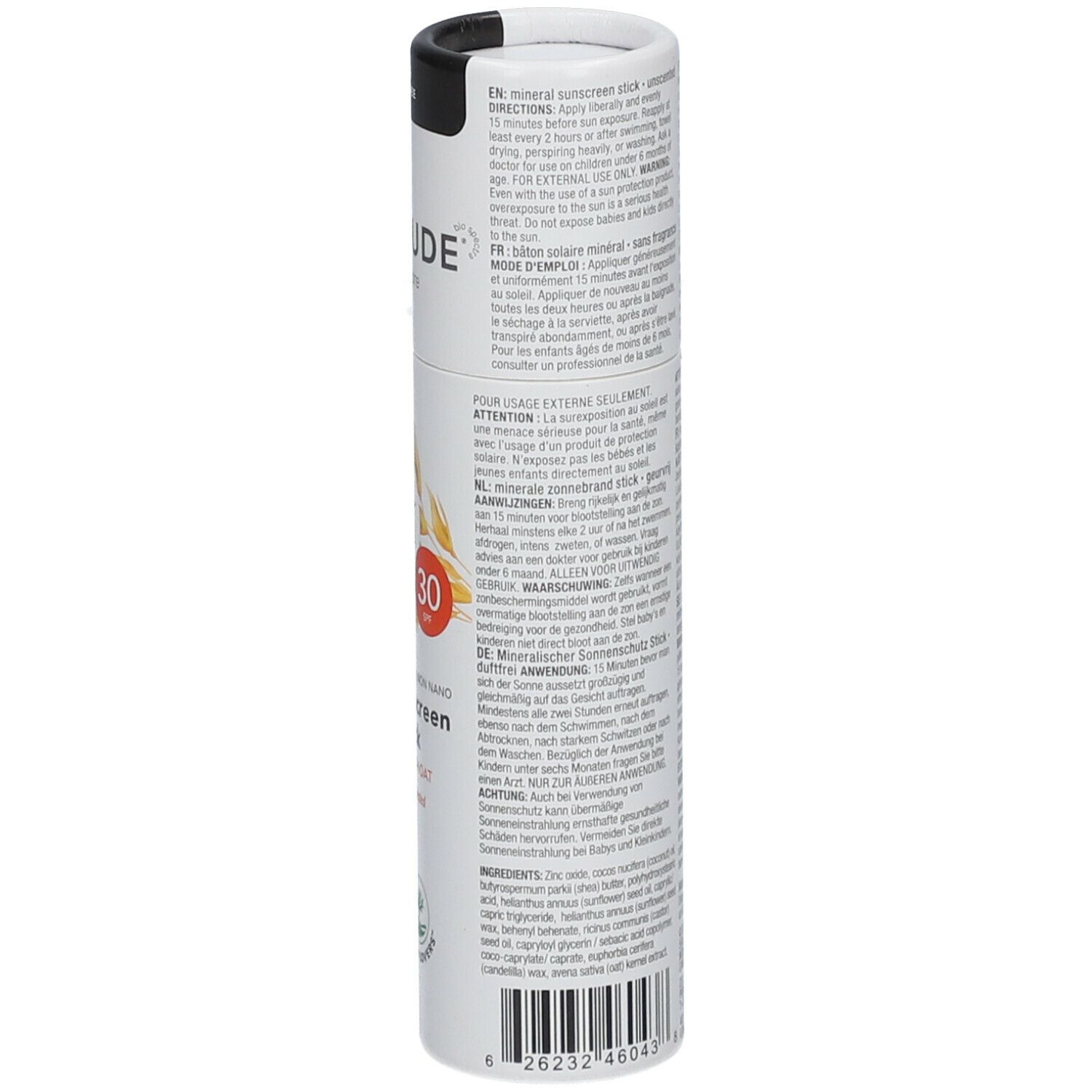Attitude Sensitive Natural Minerale Zonnecrème Gelaat Stick SPF30 Zonder Parfum