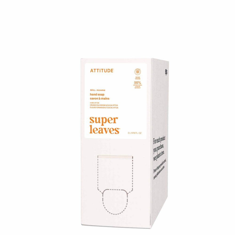 Recharge de savon pour les mains Attitude Super Leaves, 2L, Orange.