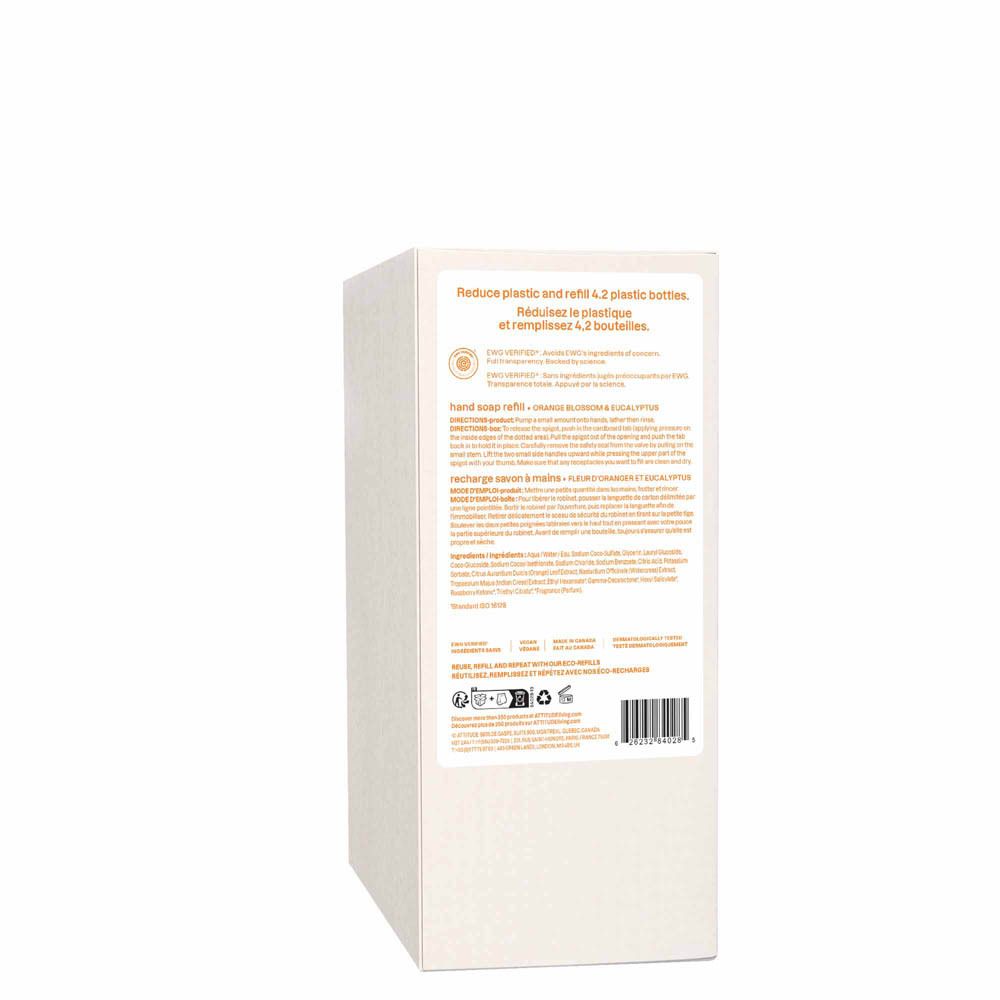 Recharge de savon pour les mains Attitude Super Leaves, 2L, Orange.