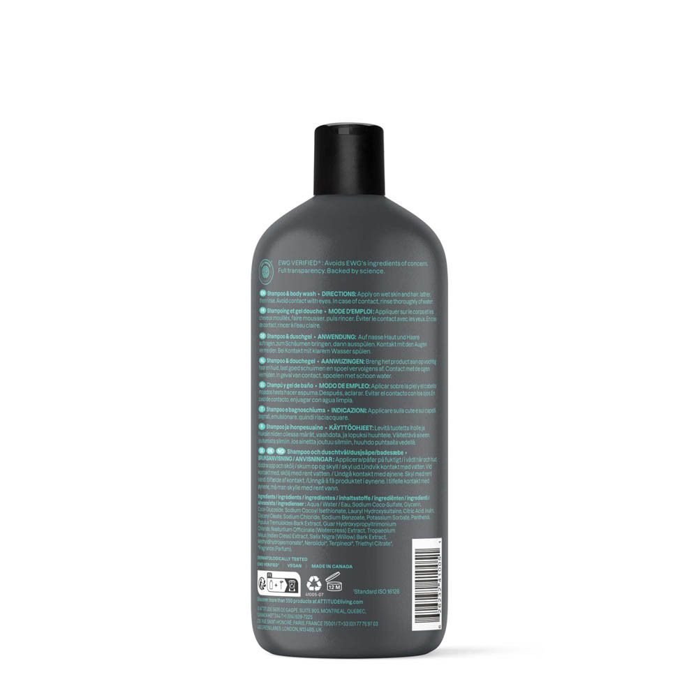 Arrière d'une bouteille grise avec informations détaillées sur le produit et les ingrédients.