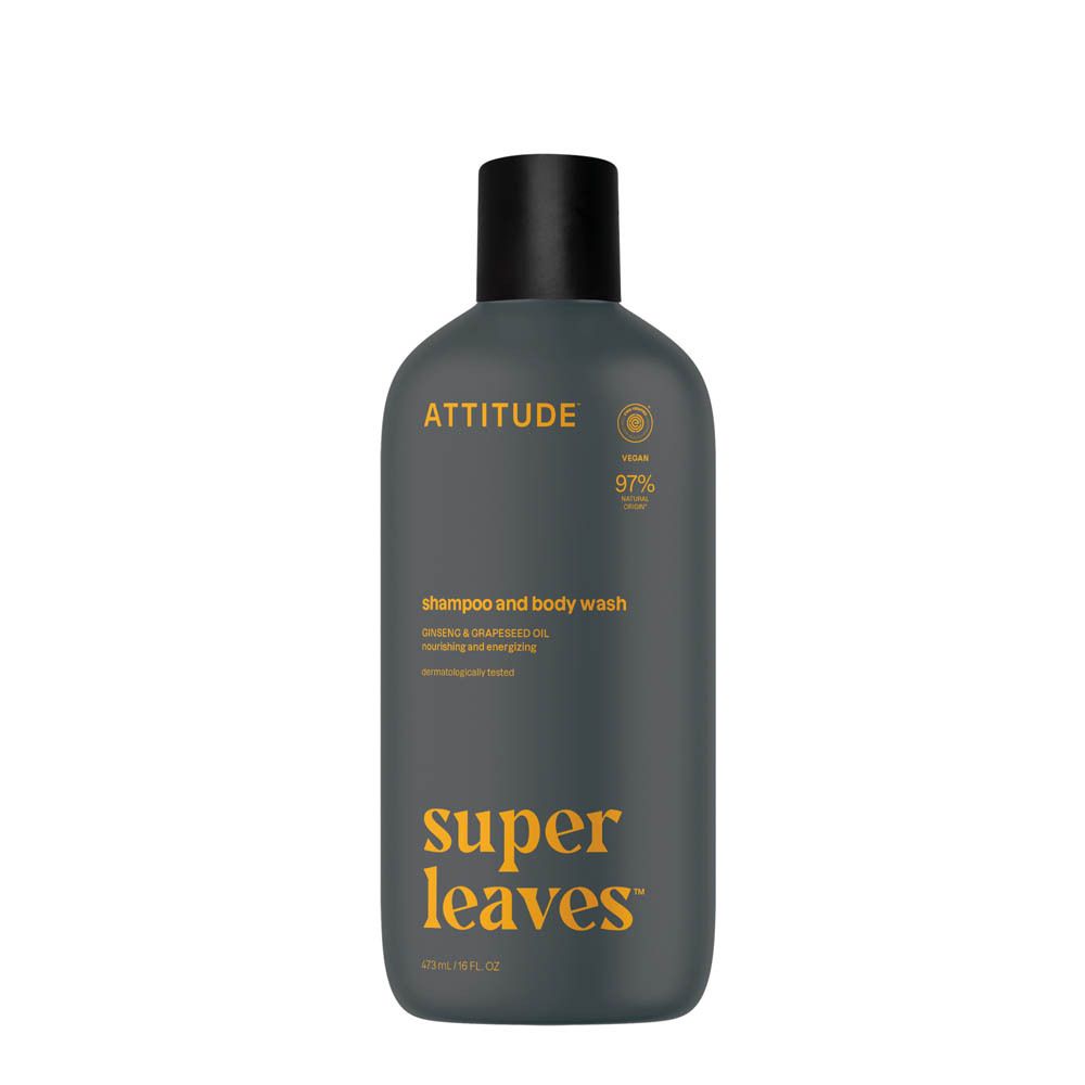 Attitude Super Leaves Shampoo & Body Wash 2-in-1 Sport, Ginseng & Grape Seed Oil.