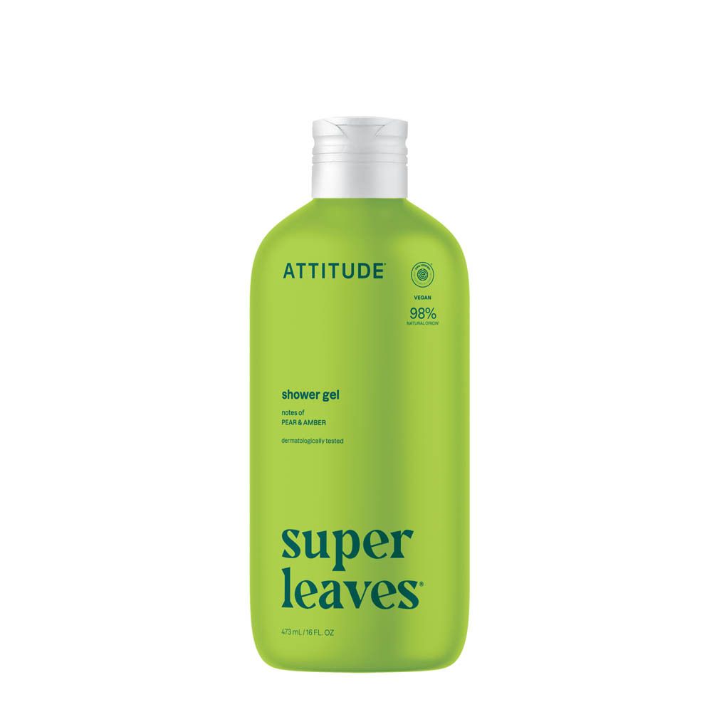 Gel douche Attitude Super Leaves vert vif. Bouchon blanc.