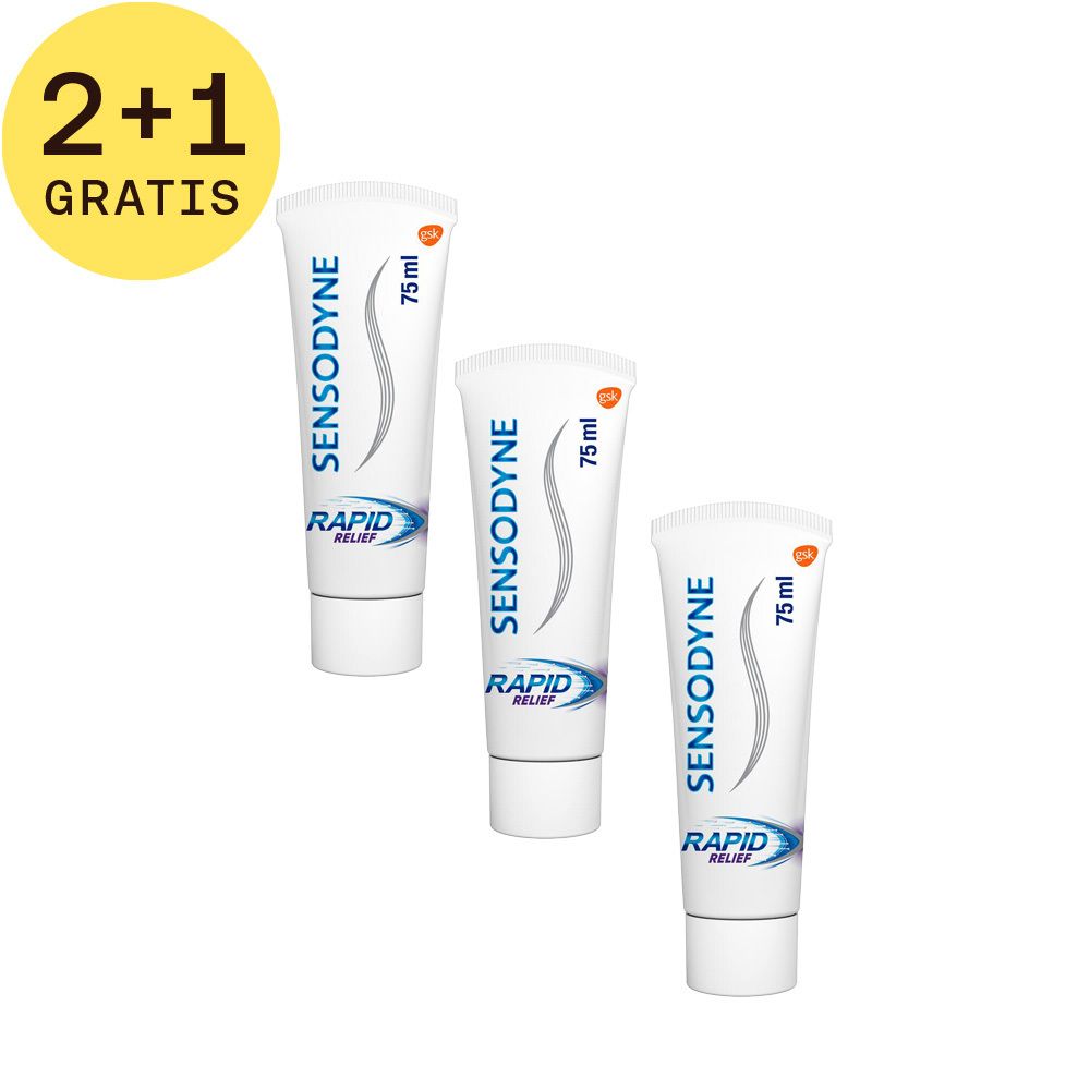 Sensodyne Rapid Relief Tandpasta Munt 2+1 GRATIS
