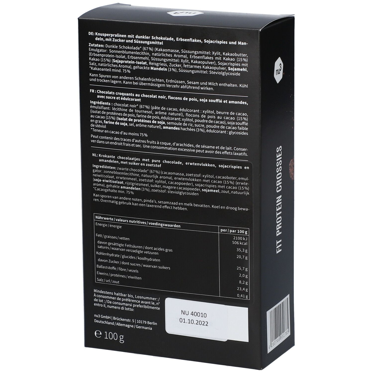 nu3 Fit Protein Crossies Dark Chocolate