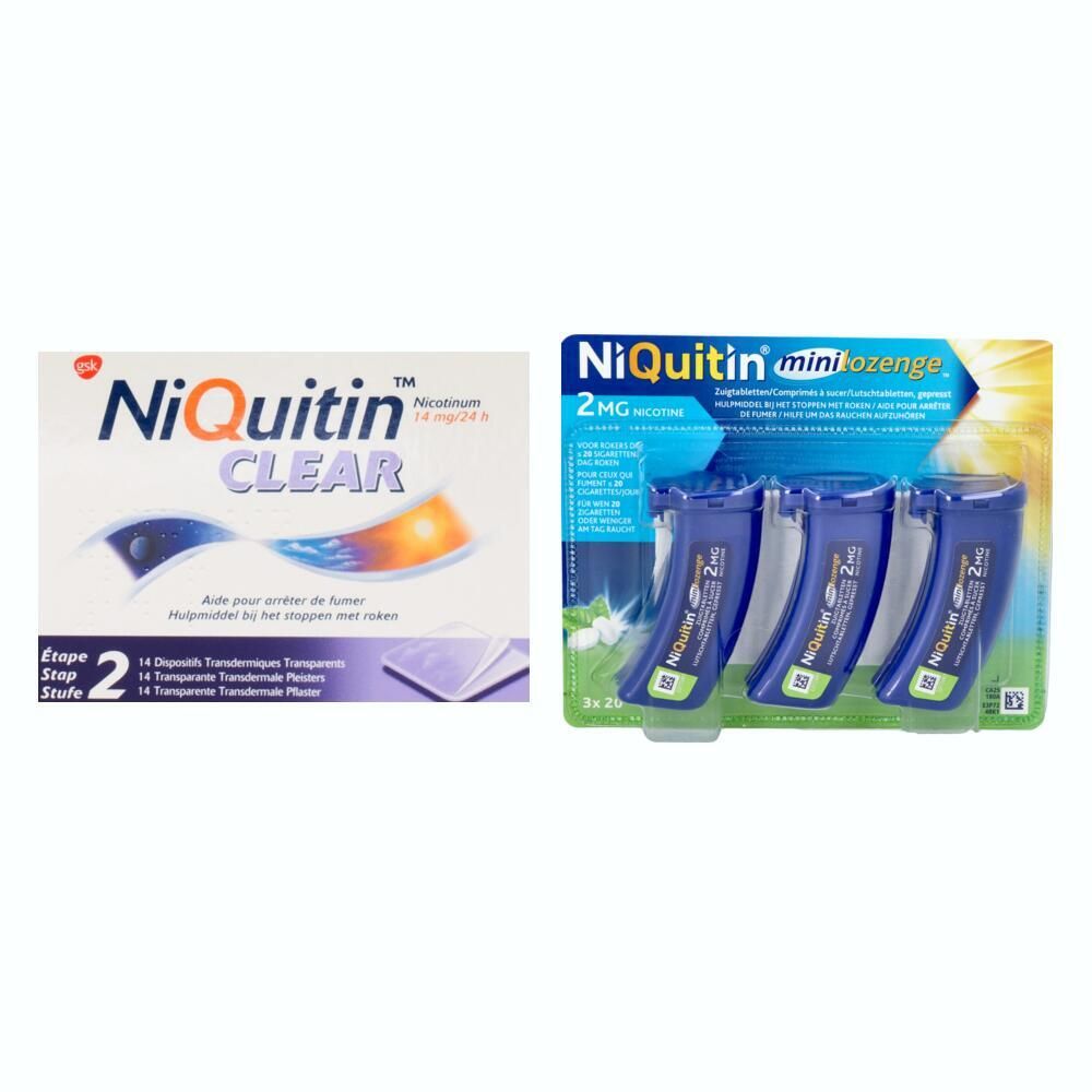 NiQuitin® Combi Therapie Clear 14mg/24h + Minilozenge 2mg Nicotine