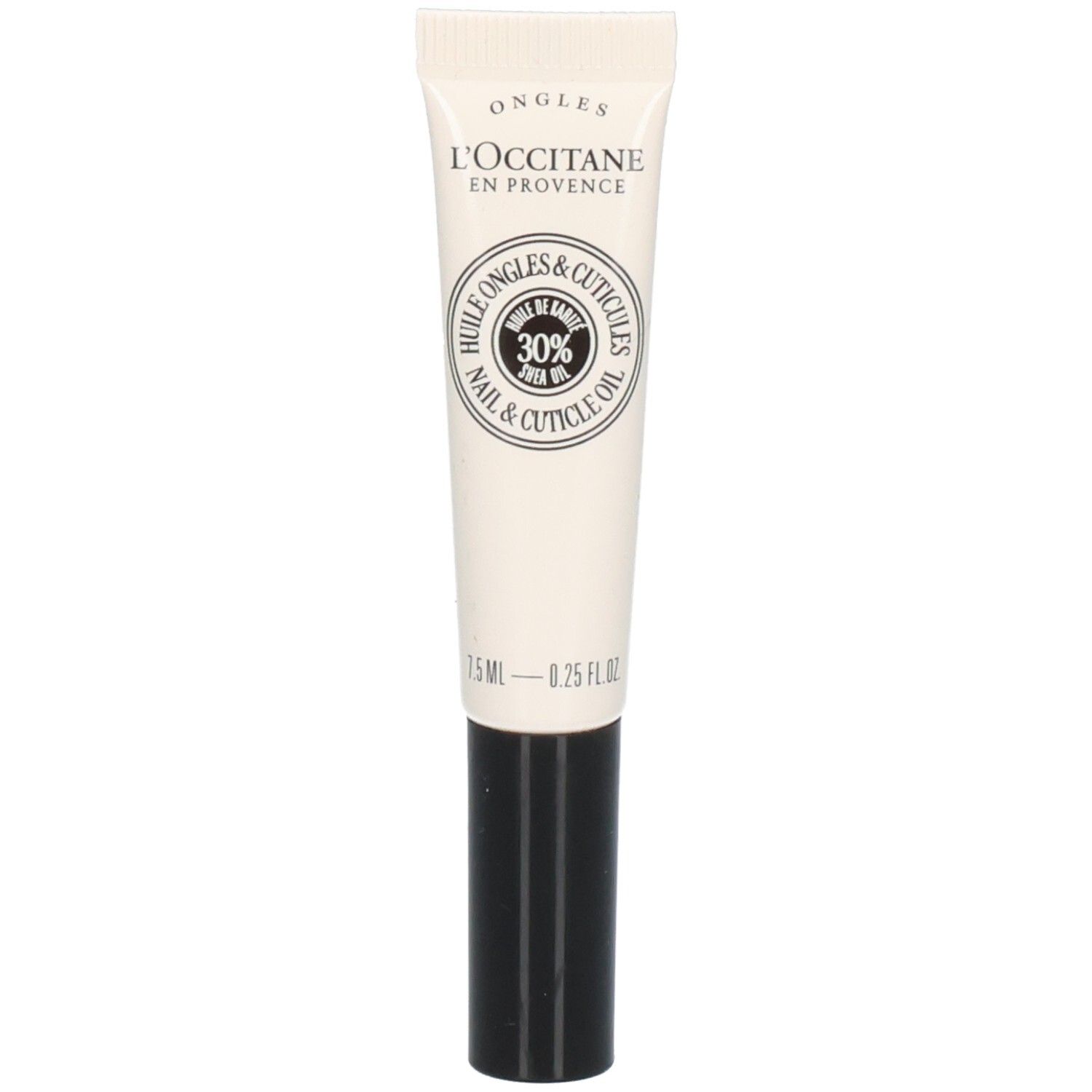 L'OCCITANE nagel- en nagelriemolie tube met zwarte dop. Bevat 30% karitéboter.