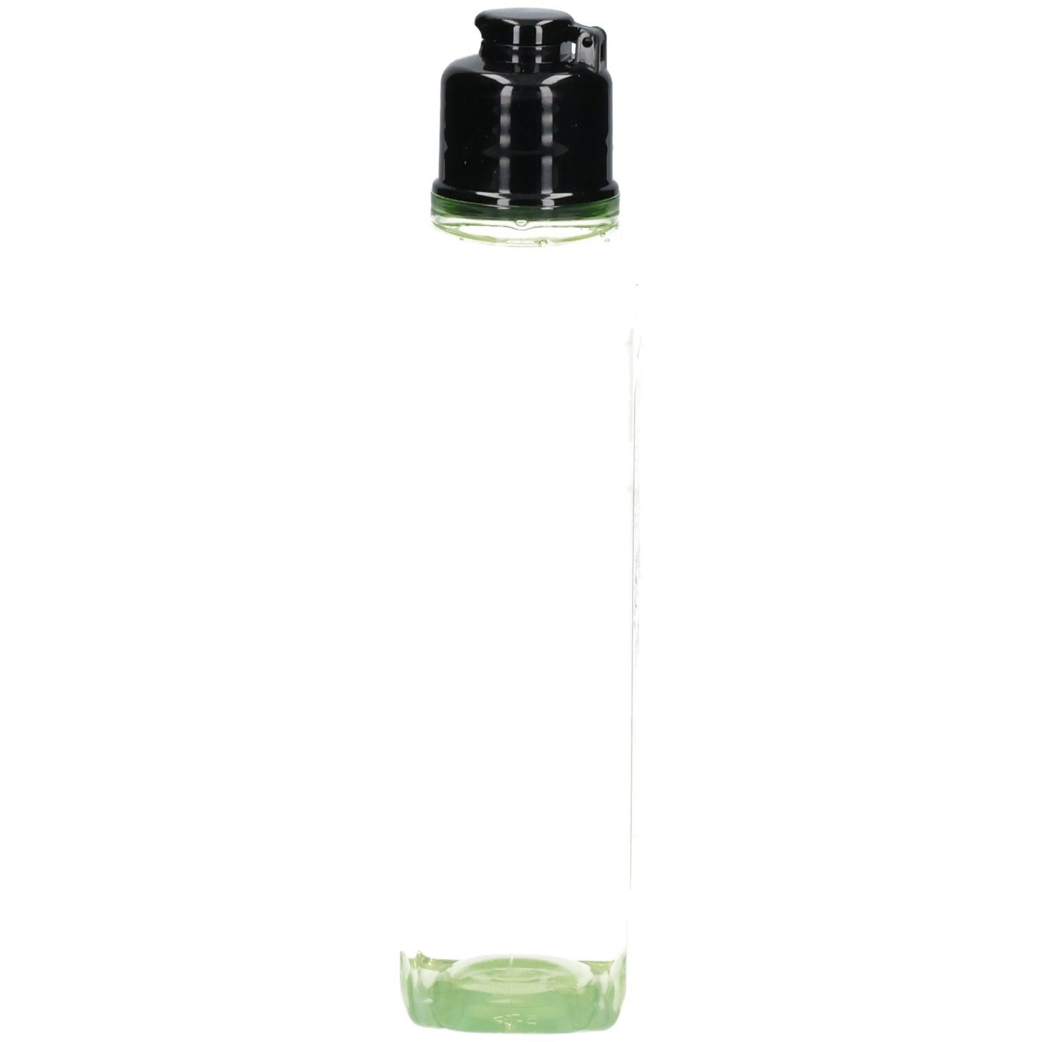 Doorzichtige fles L'Occitane Verbena Douchegel met zwarte dop, zijaanzicht.