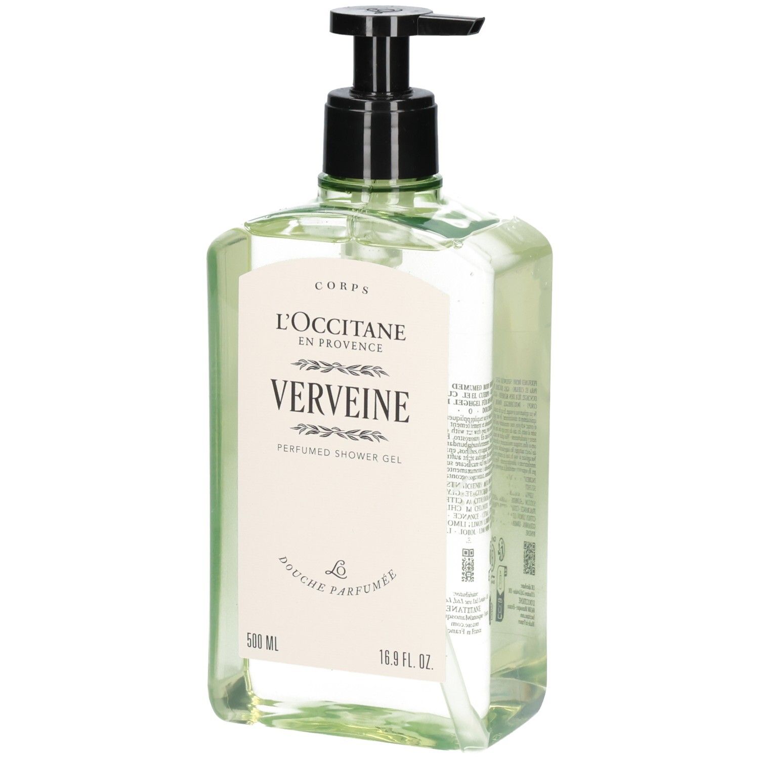L'Occitane Verveine geparfumeerde douchegel, 500 ml fles met pompdispenser.