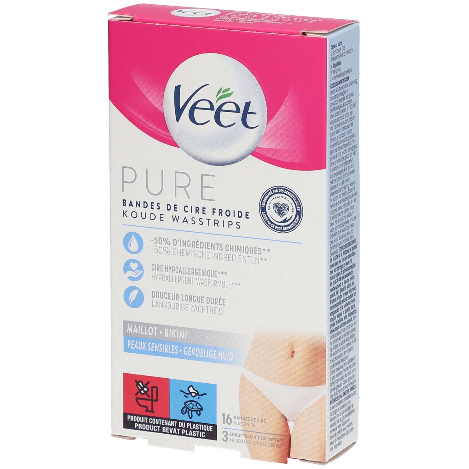 Veet Pure Bandes De Cire Maillot Peaux Sensibles 16 Pc S Farmaline