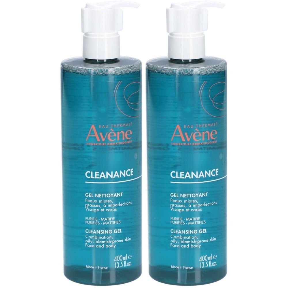 Twee pompflesjes Avène Cleanance Reinigingsgel, 400ml.