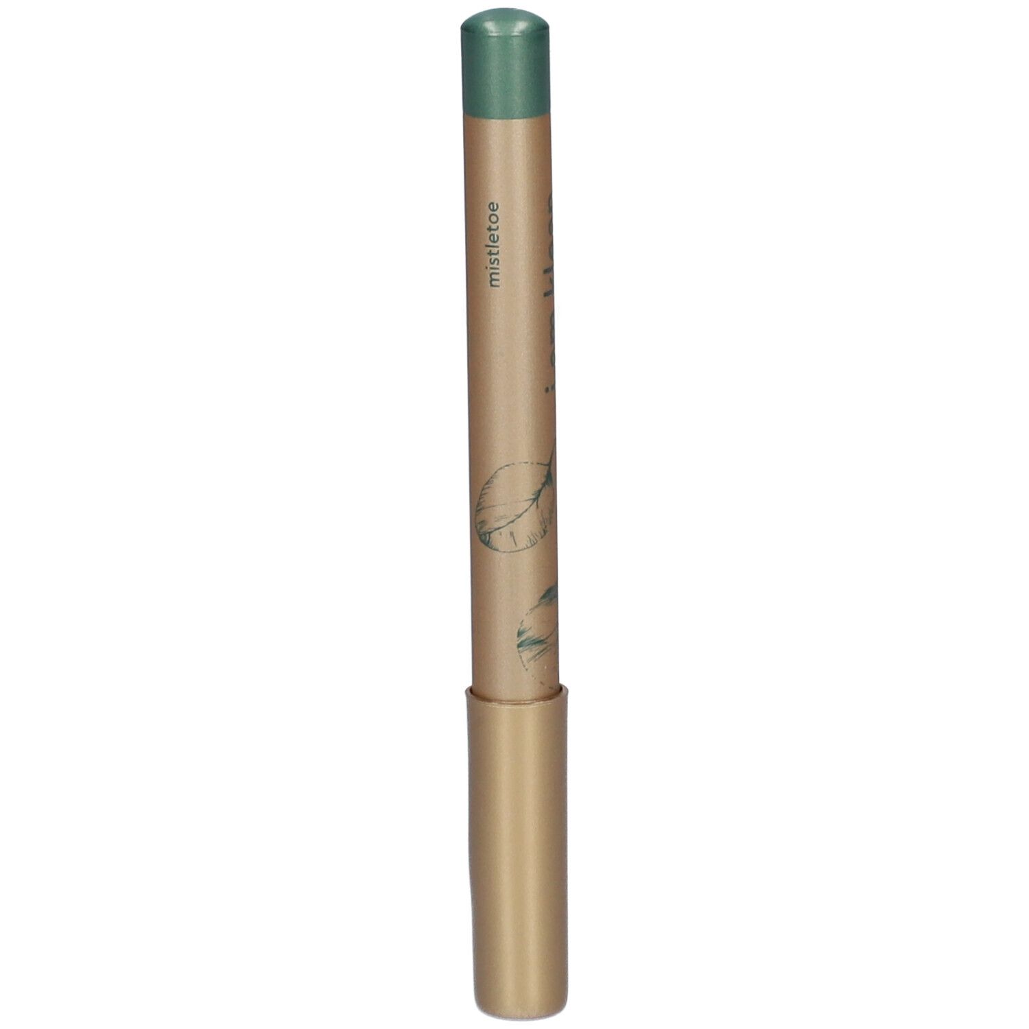 Crayon vert avec corps doré. Inscription : mistletoe. Motif végétal.
