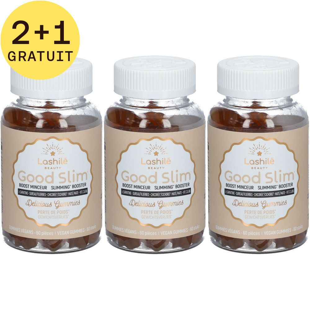 Trois flacons Good Slim. Mention "2+1 GRATUIT".