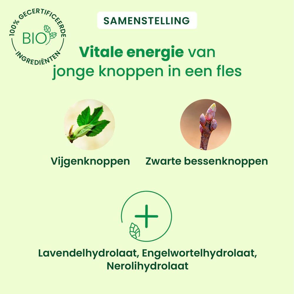 Fles HerbalGem Calmigem Bio. Geel etiket met tekst en Yin-Yang-symbool. Anti-stress.