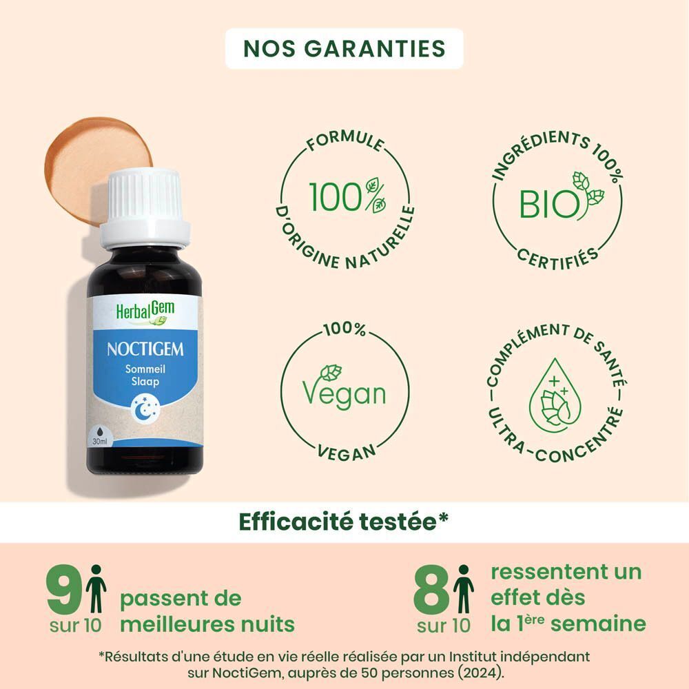 Graphique avec logos : Formule 100% naturelle, certification Bio, Vegan, Ultra-concentré. Efficacité testée.