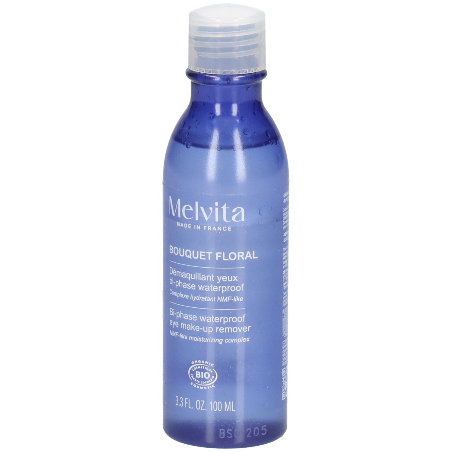 Melvita oogmake-up remover, 100 ml, blauwe fles.