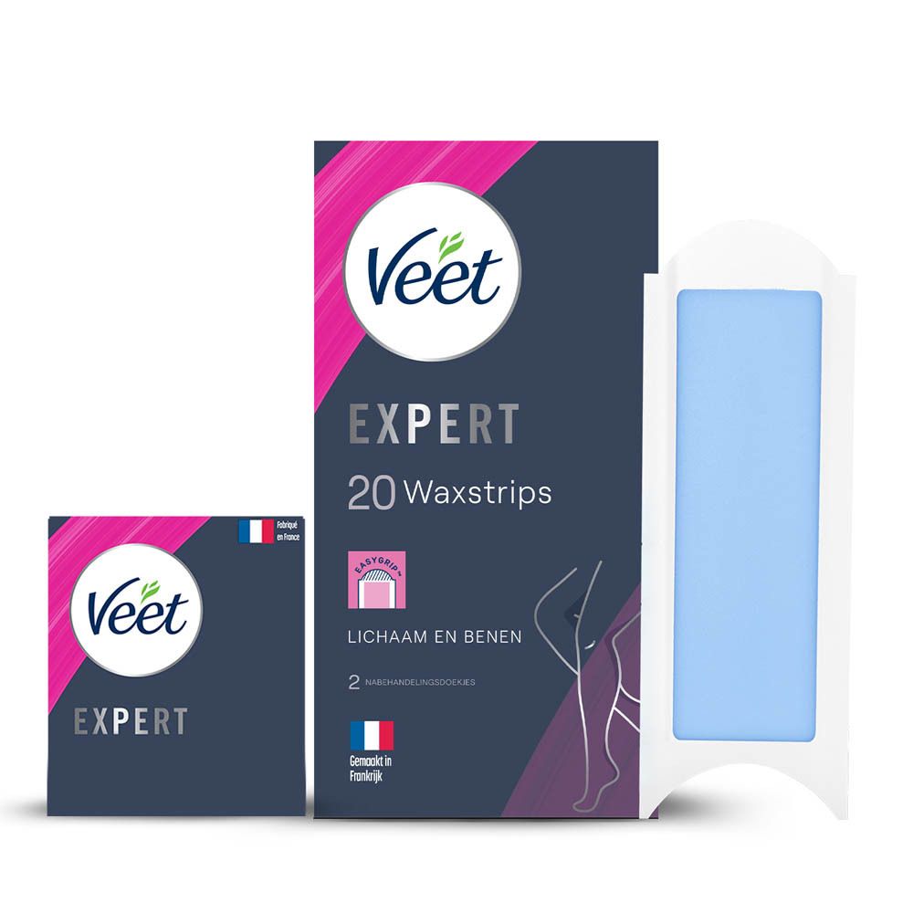 Bandes de cire Veet Expert pour le corps et les jambes, 20 pièces.