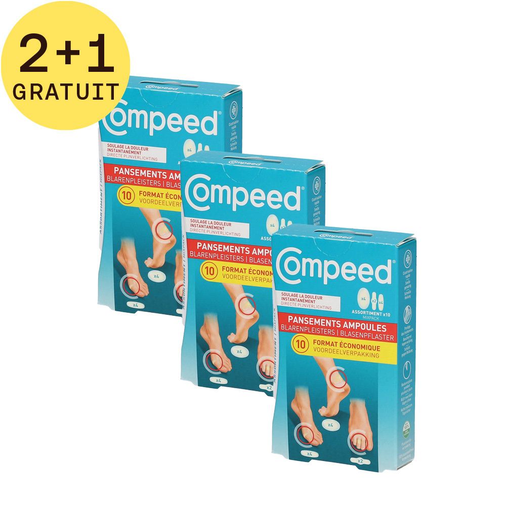 Compeed® Pansements Ampoules Assortiment Format Économique 2+1 GRATUIT