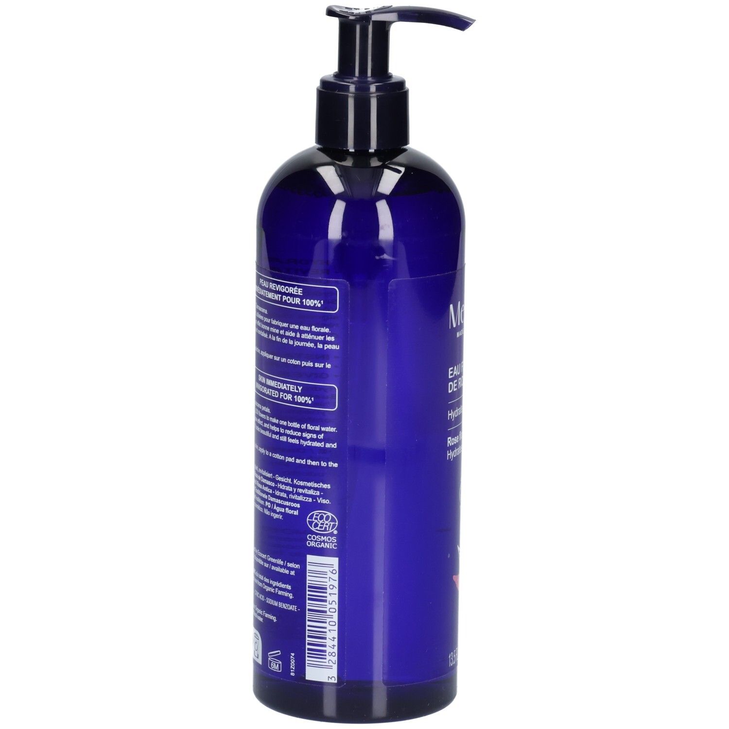 Arrière Melvita Eau Florale de Rose, 400 ml, avec label Bio.