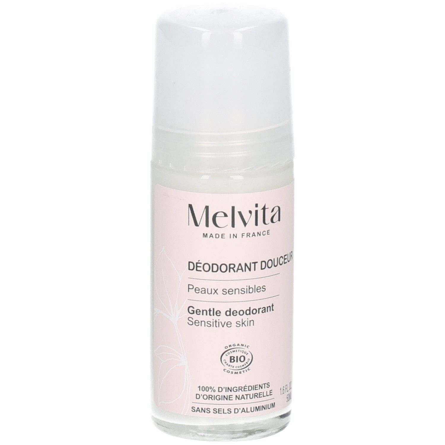 Melvita Roll-on Deodorant Gevoelige Huid 50 ml, BIO-gecertificeerd.