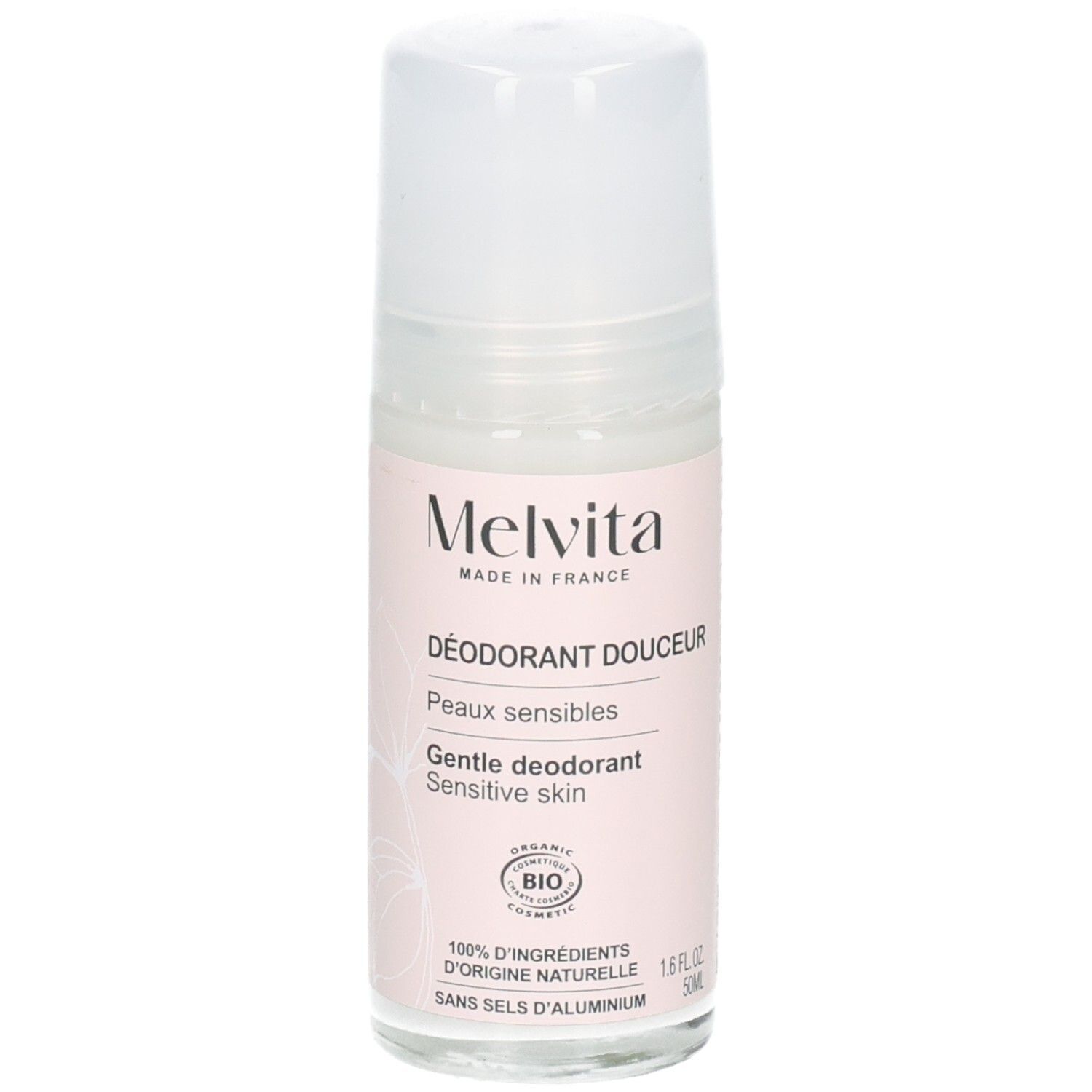 Melvita Roll-on Deodorant Gevoelige Huid 50 ml, BIO, 100% natuurlijke ingrediënten.