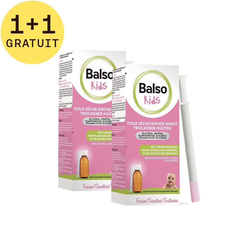 Balso Kids Sirop Toux Sans Sucre 1+1 GRATUIT