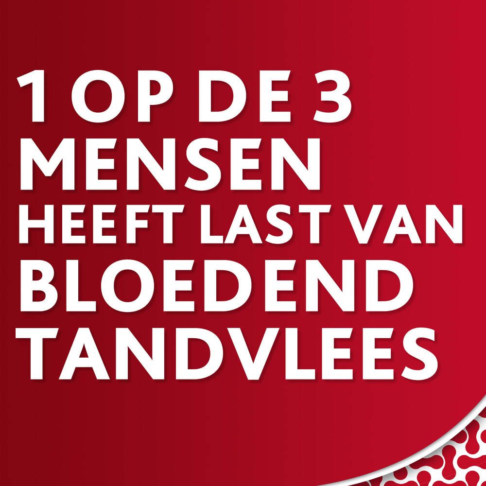 Tekst: 1 OP DE 3 MENSEN HEEFT LAST VAN BLOEDEND TANDVLEES.
