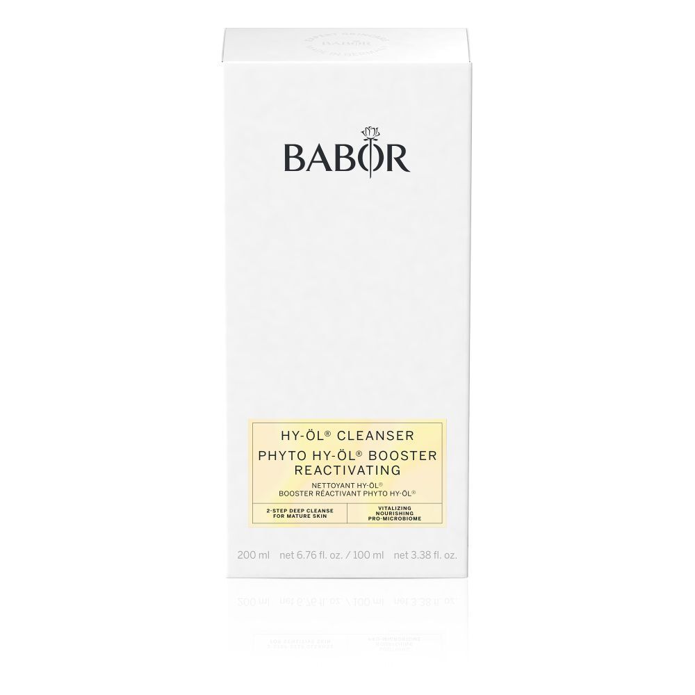 Emballage blanc avec logo Babor et nom du produit. Contient HY-OL Cleanser, Phyto HY-OL Booster Reactivating.