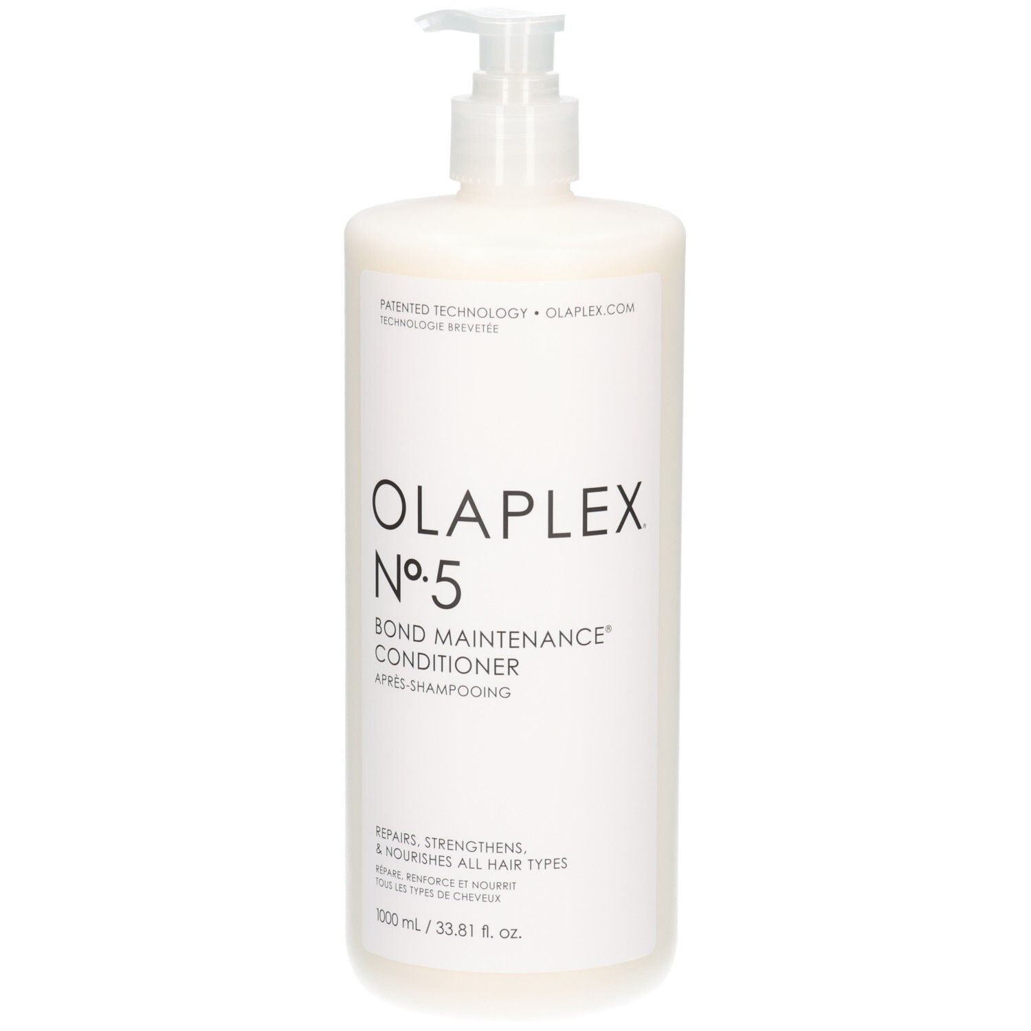 Olaplex N°5 Bond Maintenance Conditioner, 1000ml, in witte pompfles.