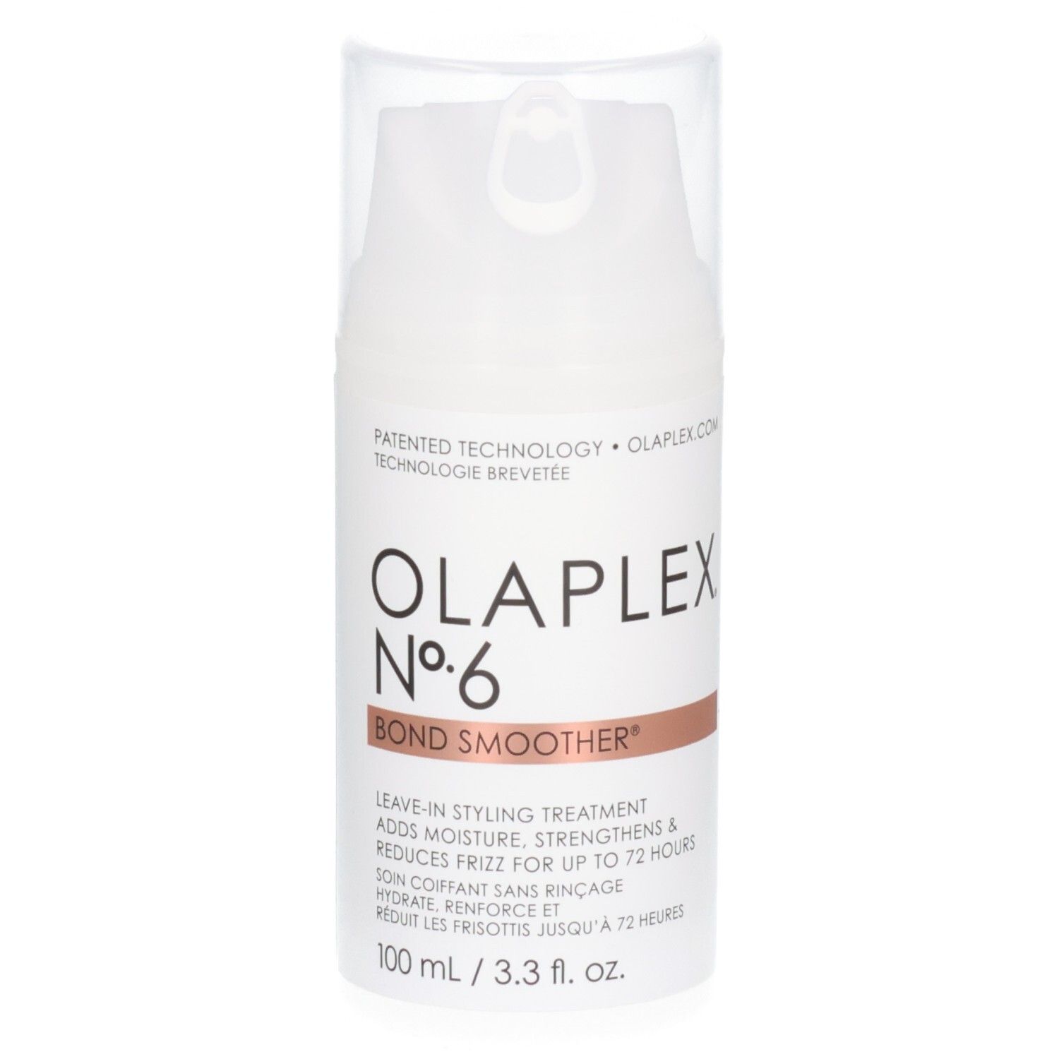 Flacon Olaplex N°6 Bond Smoother, soin coiffant sans rinçage, avec pompe.