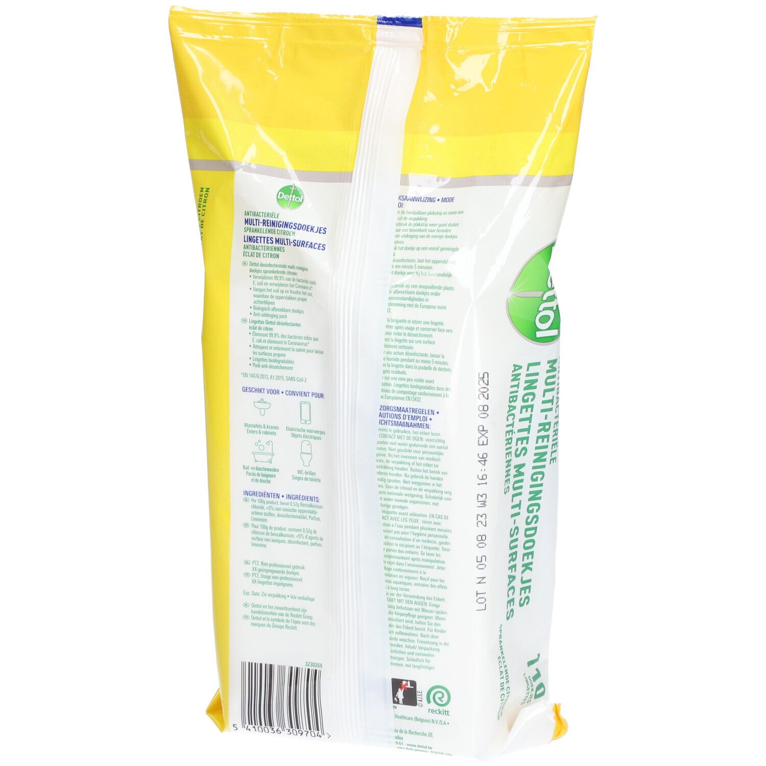 Dettol Antibacteriële Multi-Reinigingsdoekjes Sprankelende Citroen