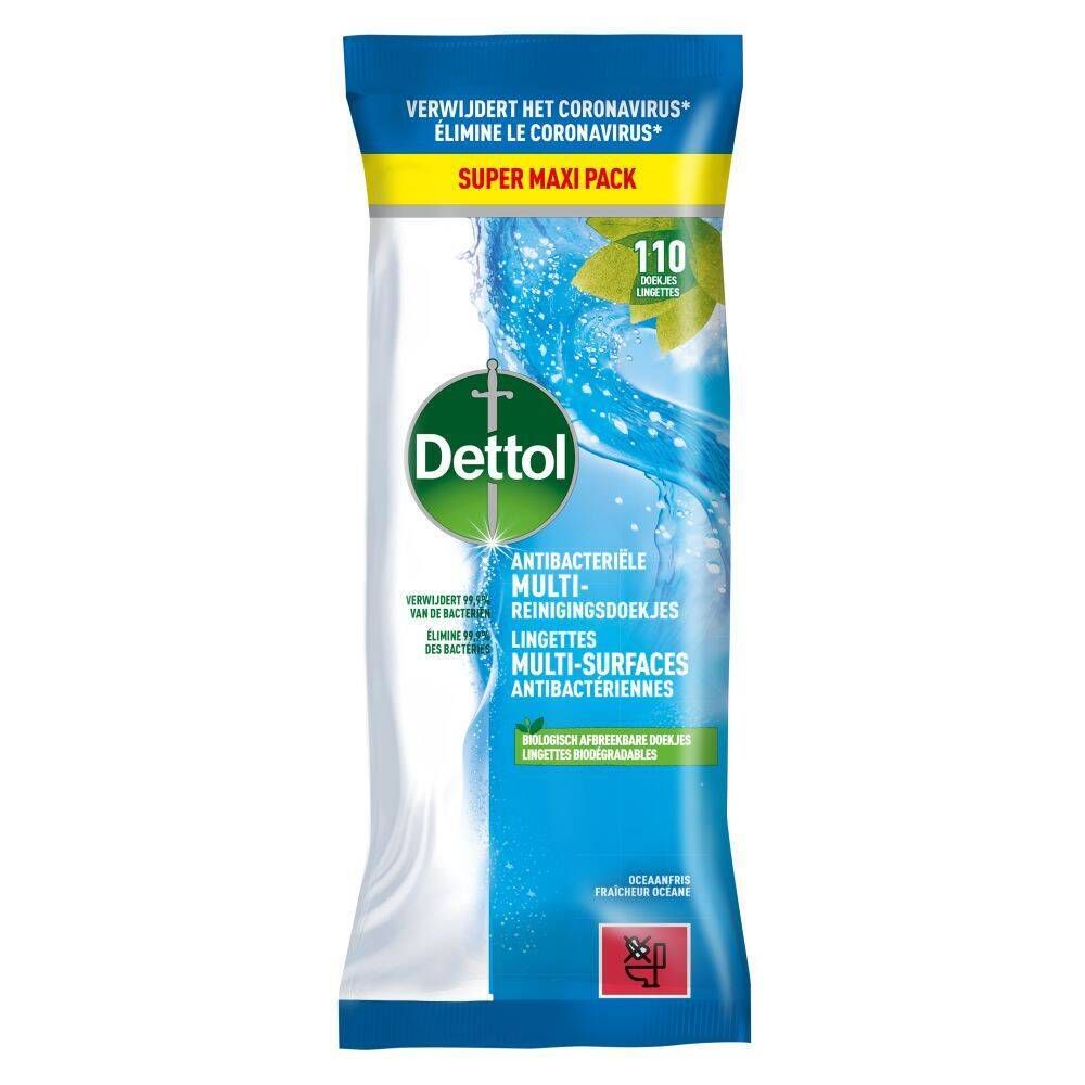 Dettol Lingettes Multi-Surfaces Antibactériennes Fraîcheur Océane