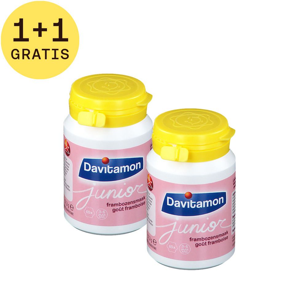 Davitamon Junior Framboos 1+1 GRATIS