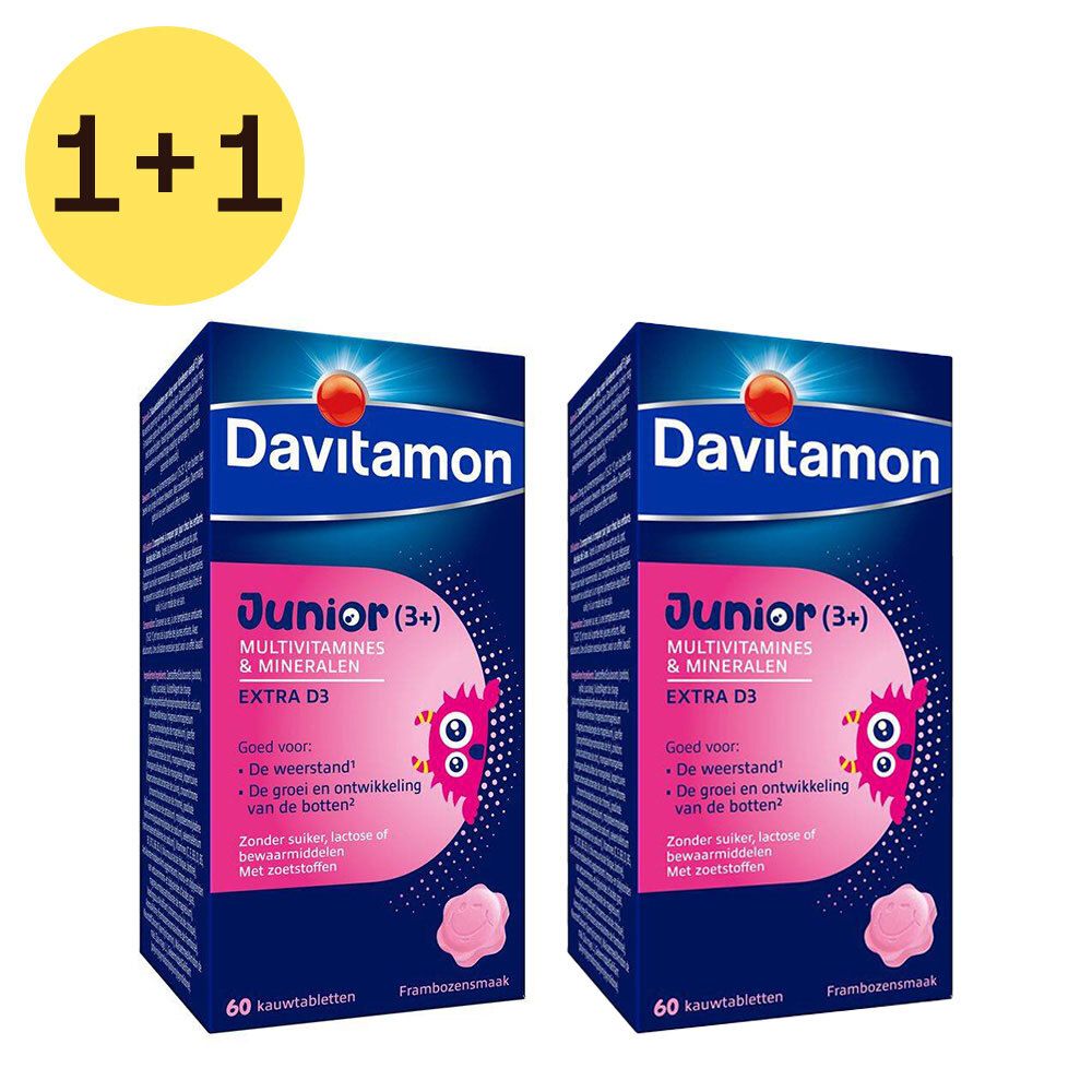 Davitamon Junior Framboos 1+1 GRATIS