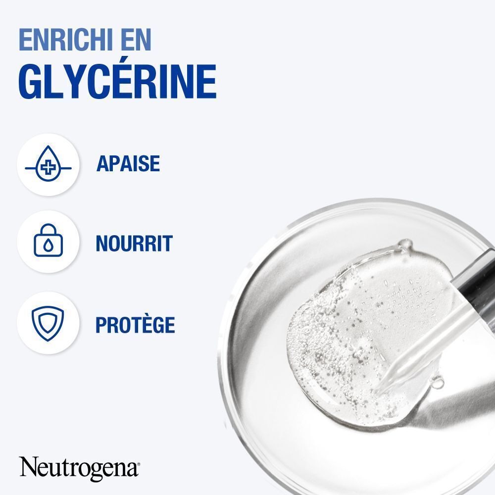 Gros plan sur une main. Main crémee. Texte: Neutrogena.