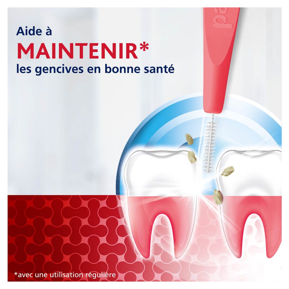Dents et brossette interdentaire. Aide à maintenir les gencives en bonne santé.