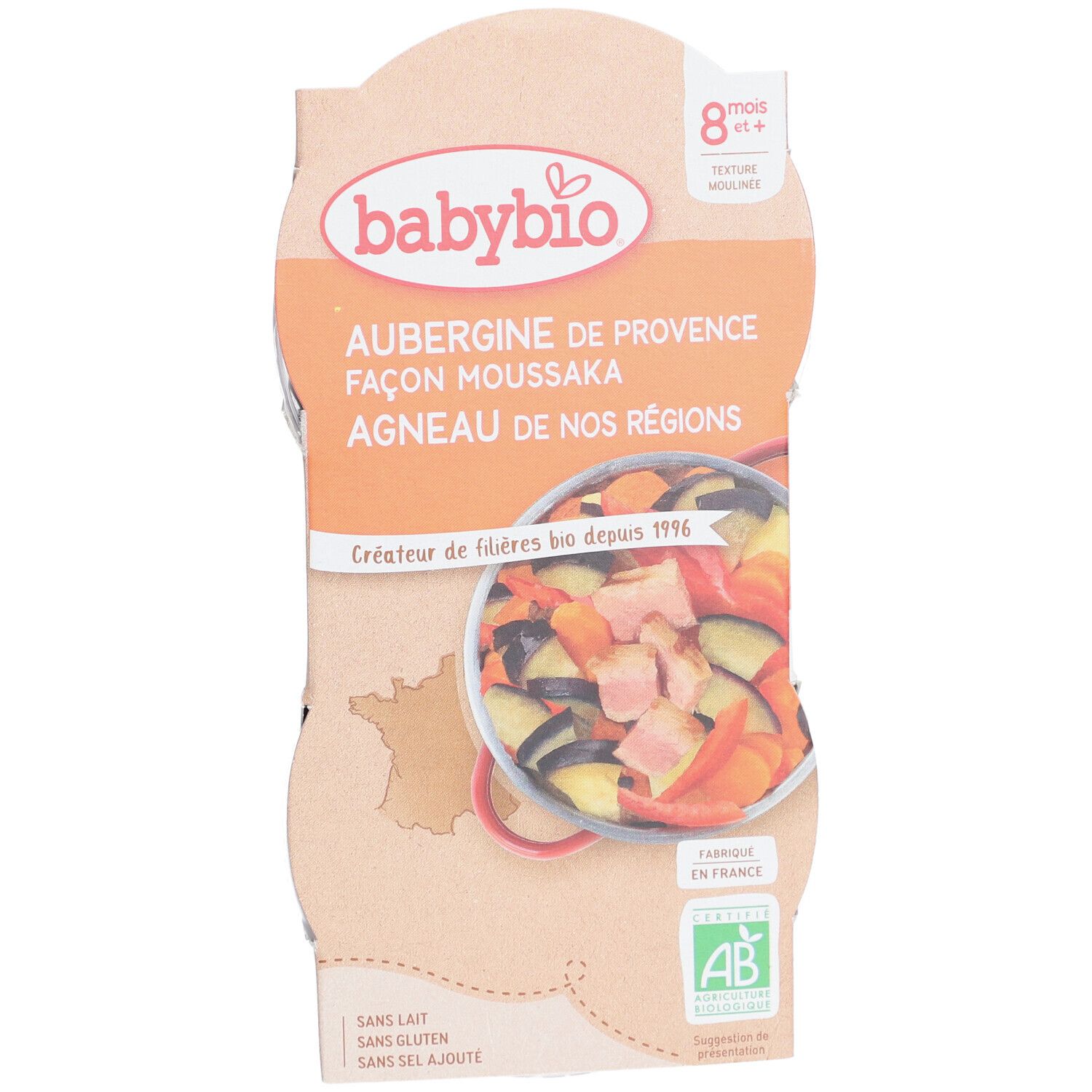 Babybio® Aubergine van de Provence op Moussaka Wijze - Lamsvlees uit Frankrijk