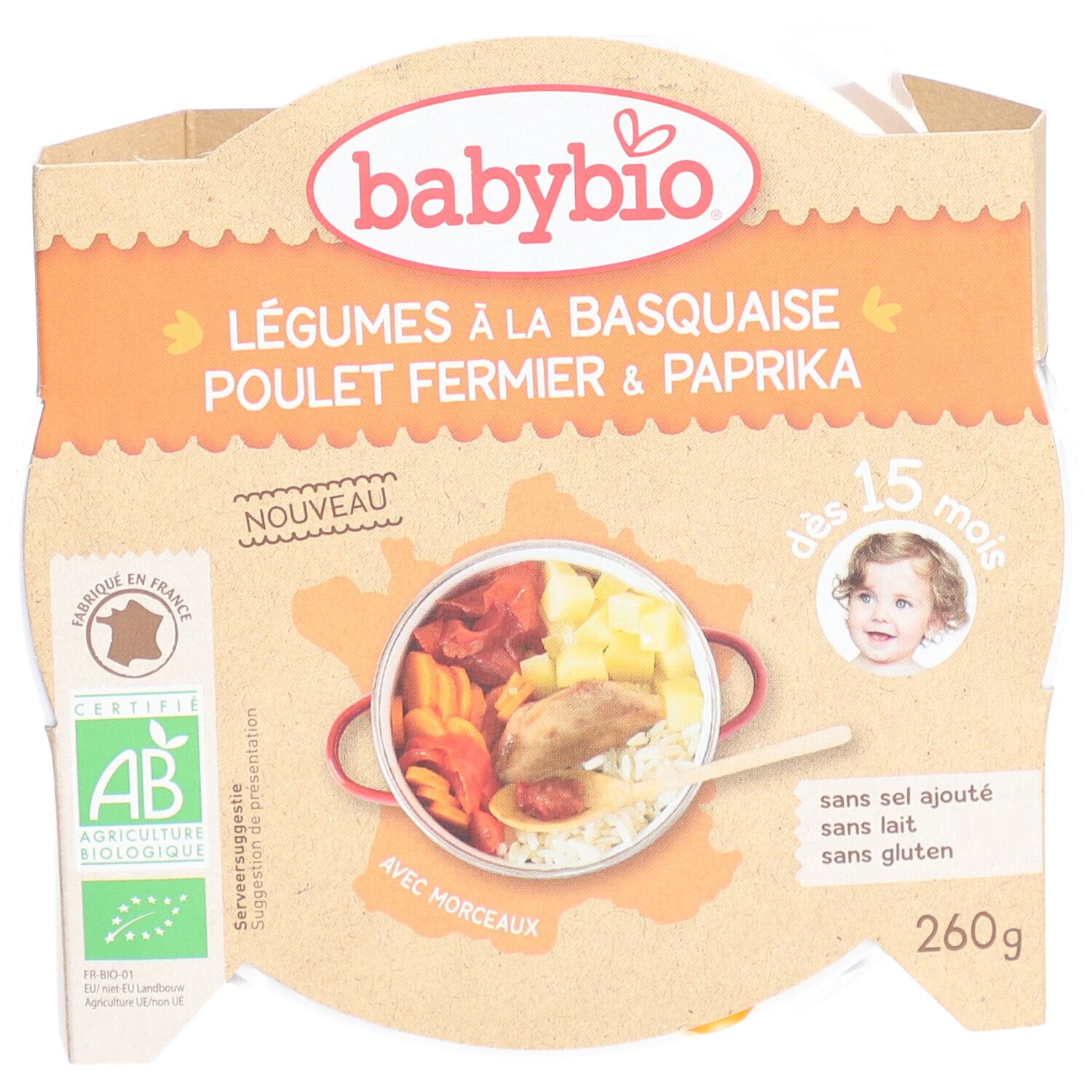 Babybio® Groenten à la Basquaise, Scharrelkip met Paprika