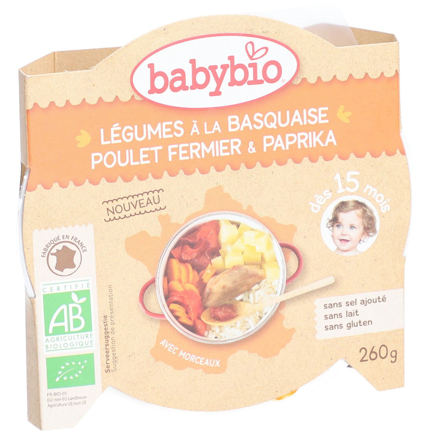 Babybio® Groenten à la Basquaise, Scharrelkip met Paprika