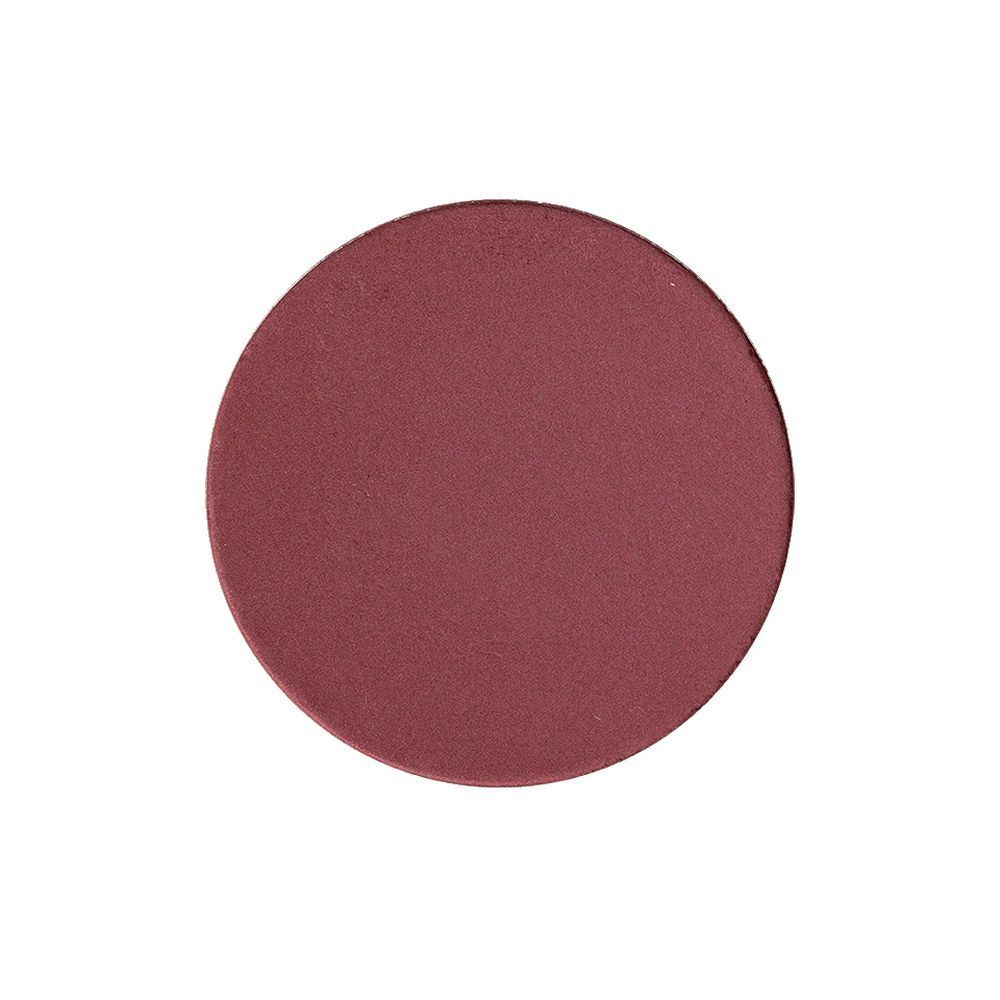 Ronde, wijnrode blush. Effen kleur. Geen verpakking zichtbaar.
