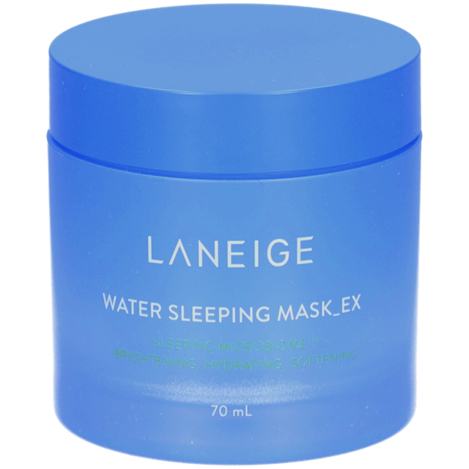 Pot bleu avec couvercle. Inscription : LANEIGE, WATER SLEEPING MASK_EX, 70 ml.