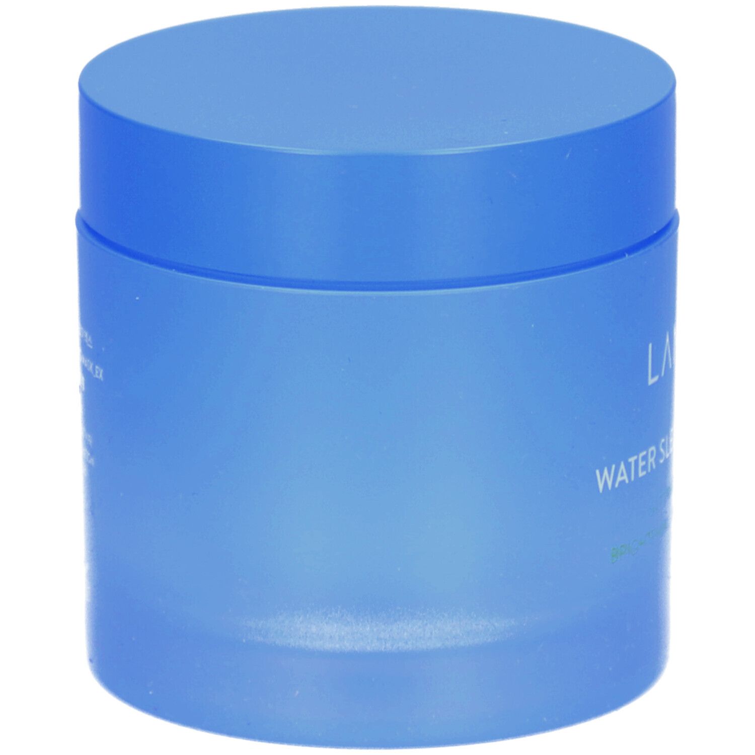 Pot bleu avec couvercle. Inscription : WATER SLEEPING MASK_EX.