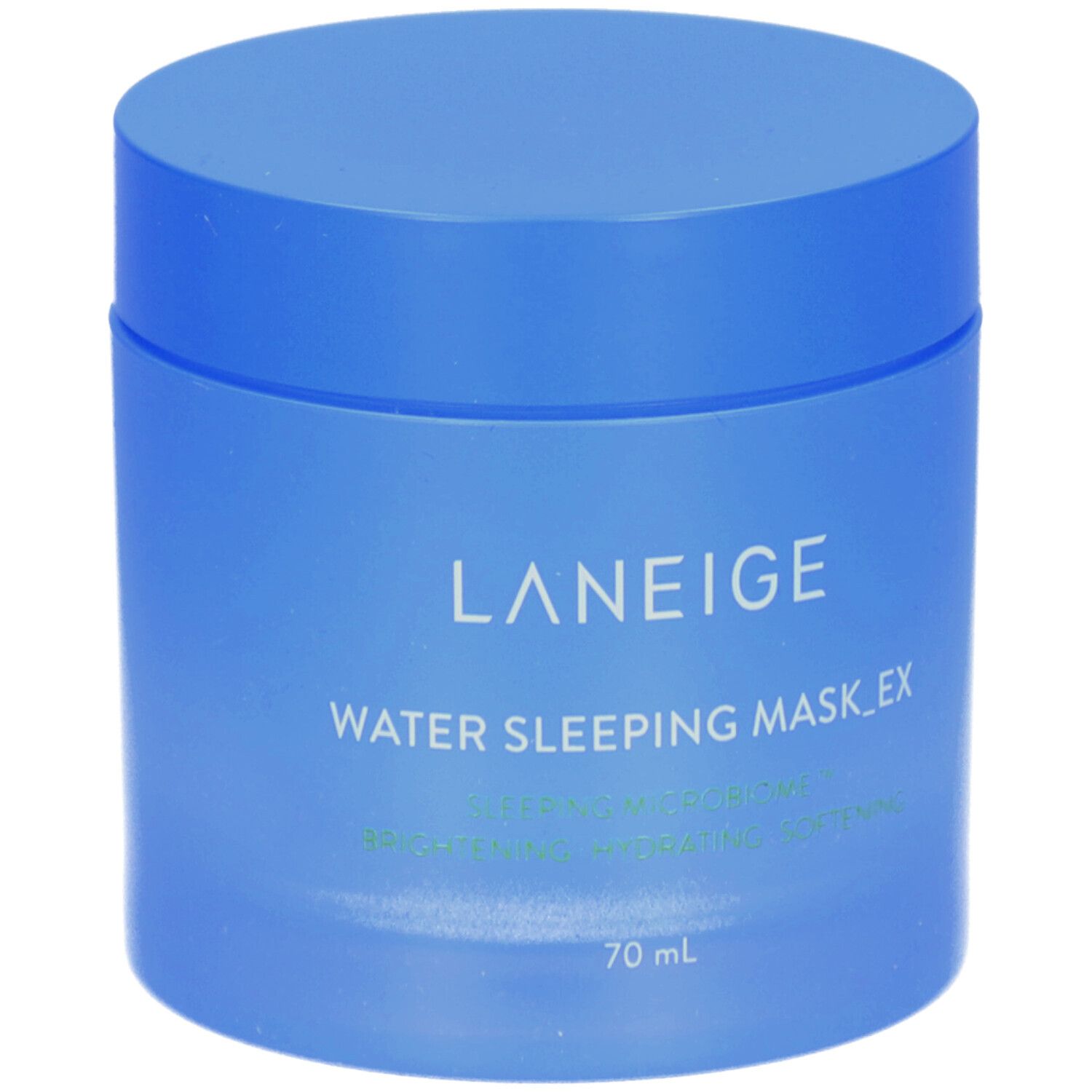 Pot bleu avec couvercle. Inscription : LANEIGE, WATER SLEEPING MASK_EX, 70 ml.
