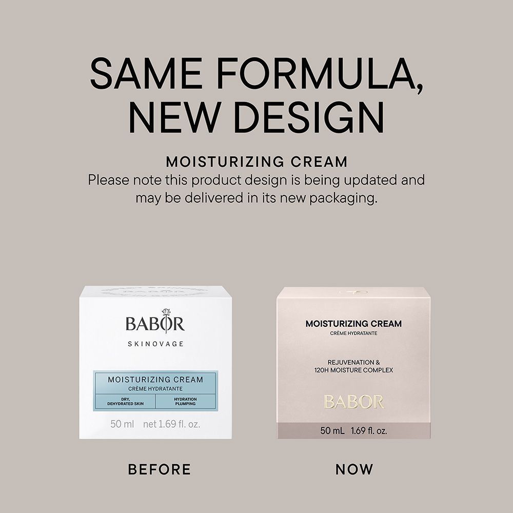 Pot de crème avec couvercle. Inscription MOISTURIZING CREAM et BABOR. Pot blanc.